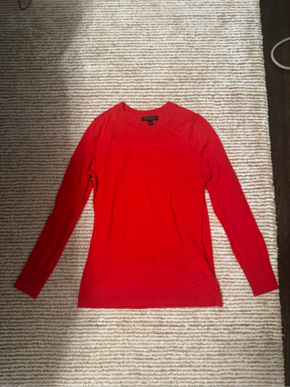 Banana Republic Red Long-Sleeve Crewneck Sweater